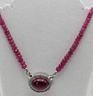 Glass Filled Rubin Collier von Kerstin Michaelsen 925/- Silber rhod.