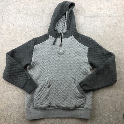 Ascend Hoodie Mens Small Gray Pockets Quilted Hiking Outdoors Travel Sweater