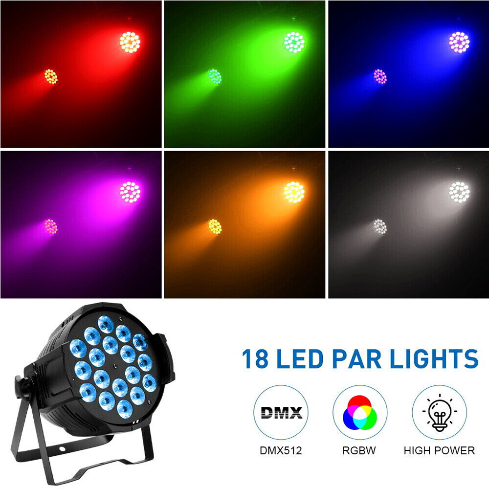 8X 300W 18 LED Par Light Can DMX512 RGBW Rainbow Party Disco Lamp Stage