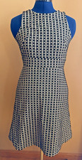 Ann Taylor Loft Black White Sleeveless Geometric Print Dress Flared Size 00P