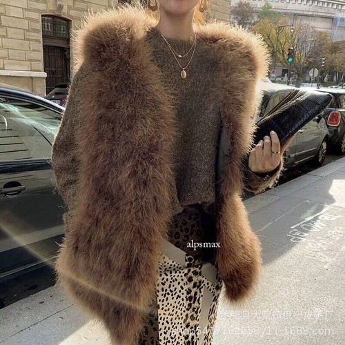 Loose Vest Camisole Real Feather Ostrich Fur Women's Mid Long Vest Winter Coats - Picture 8 of 29