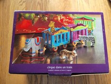 Pier 1 Imports Wood Circus Train With Zoo Animals Rare New