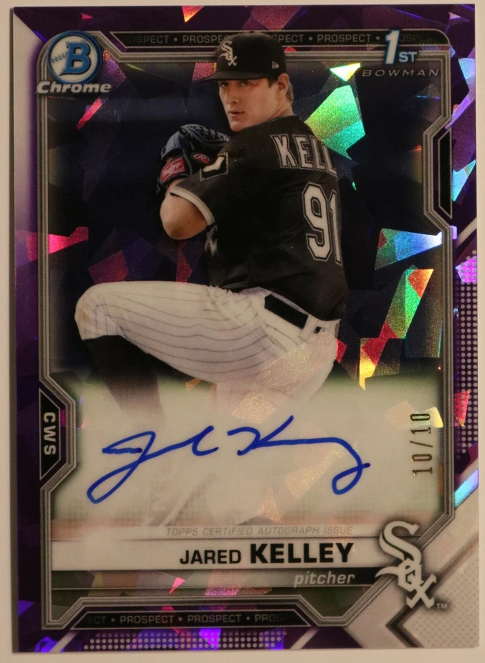 2021 Bowman Chrome Sapphire /10 Jared Kelley RC Auto Purple Chicago White Sox - Image 2 of 4