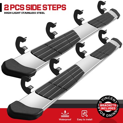 Running Boards 6.5'' For 2019-2025 Silverado/Sierra Crew Cab SS Step Nerf Bar T