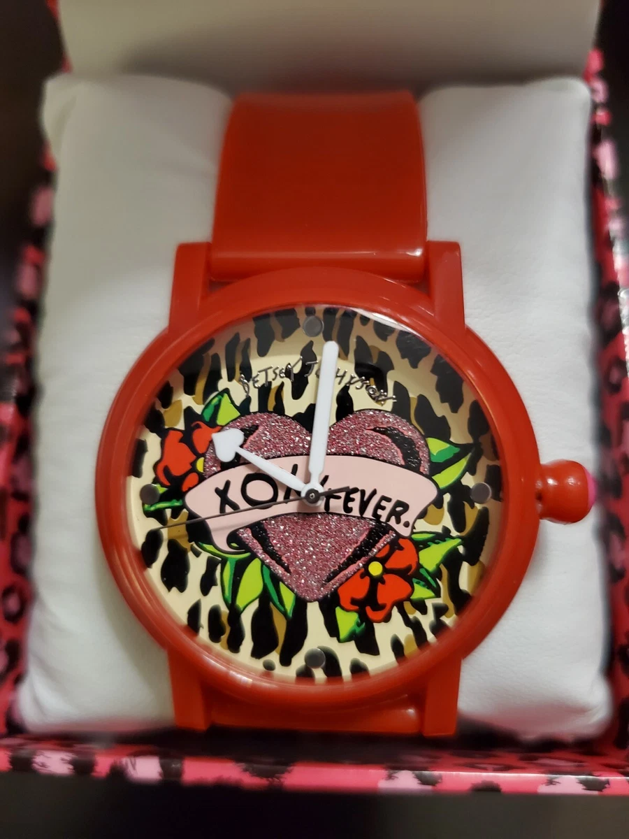 XOXO Betsey Johnson Red 40mm Women s Watch Heart Second