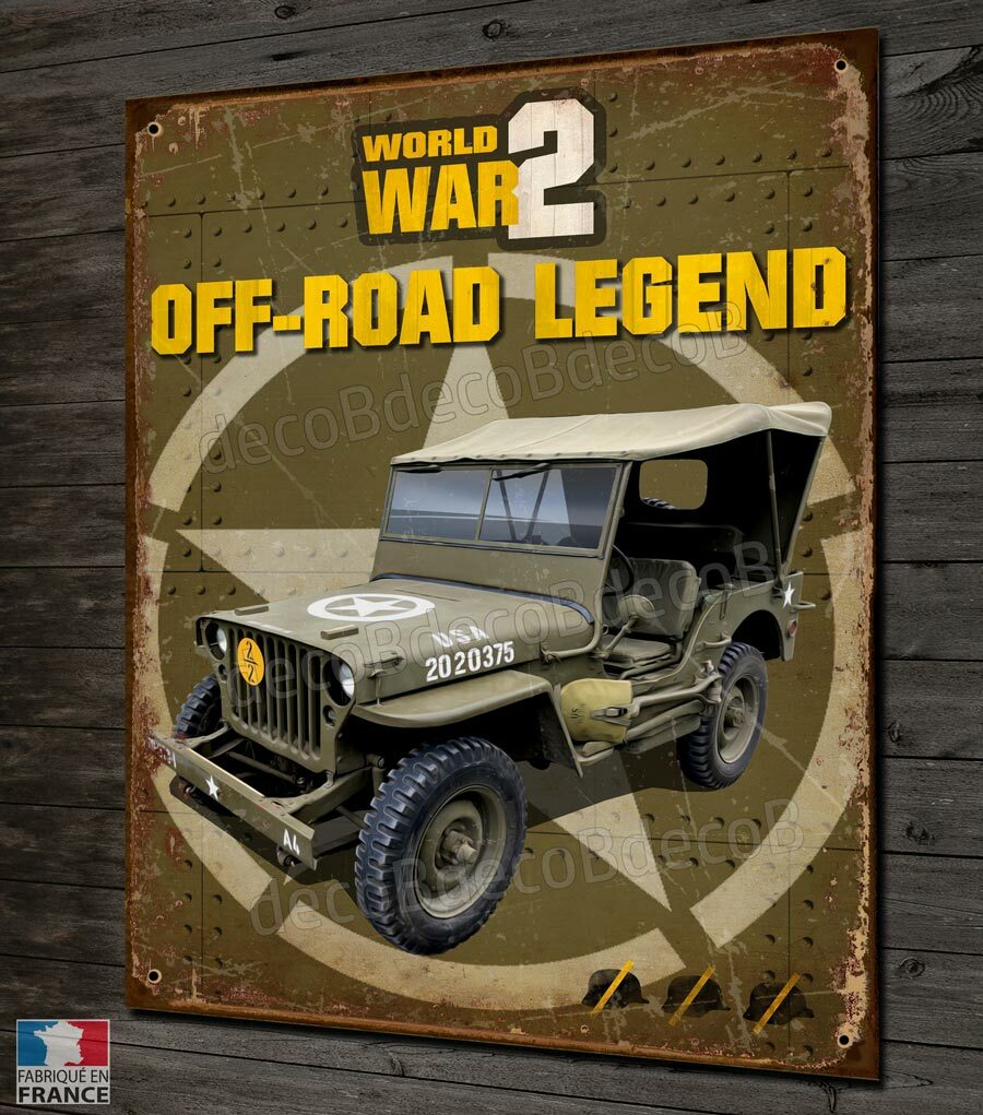Plaque métal Jeep 40x30cm déco vintage américaine pour garage retro Willys