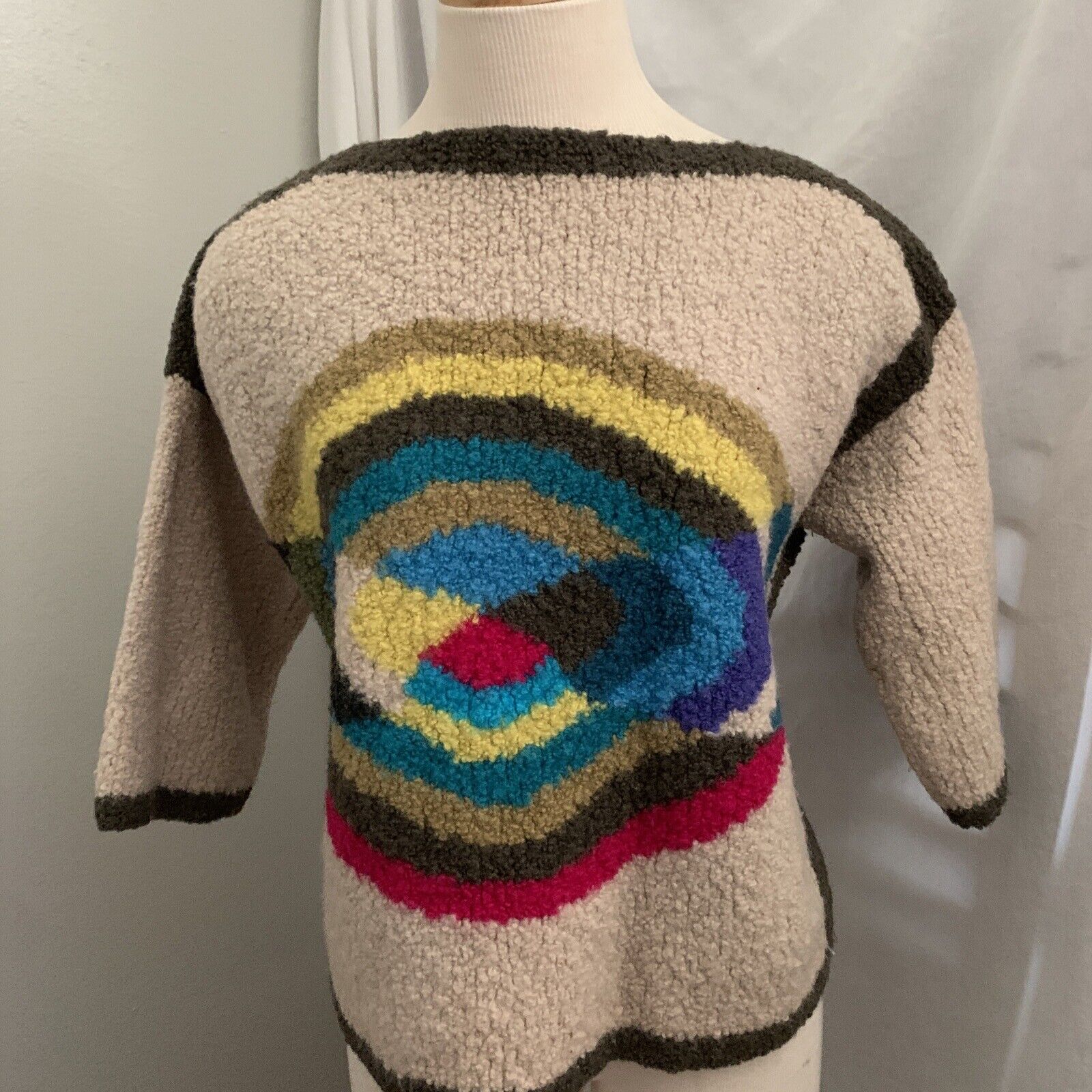 Vtg 60  Ilania Sweater Psychedelic   hand knit It… - image 2