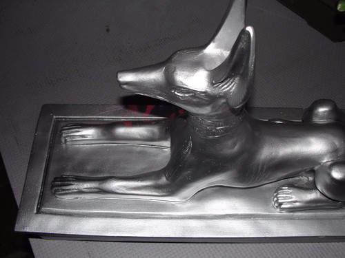 Ägyptische Figur Schakal Anubis Ägypten Hund Gott Dekofigur Skulptur Fa Silber - Picture 6 of 6