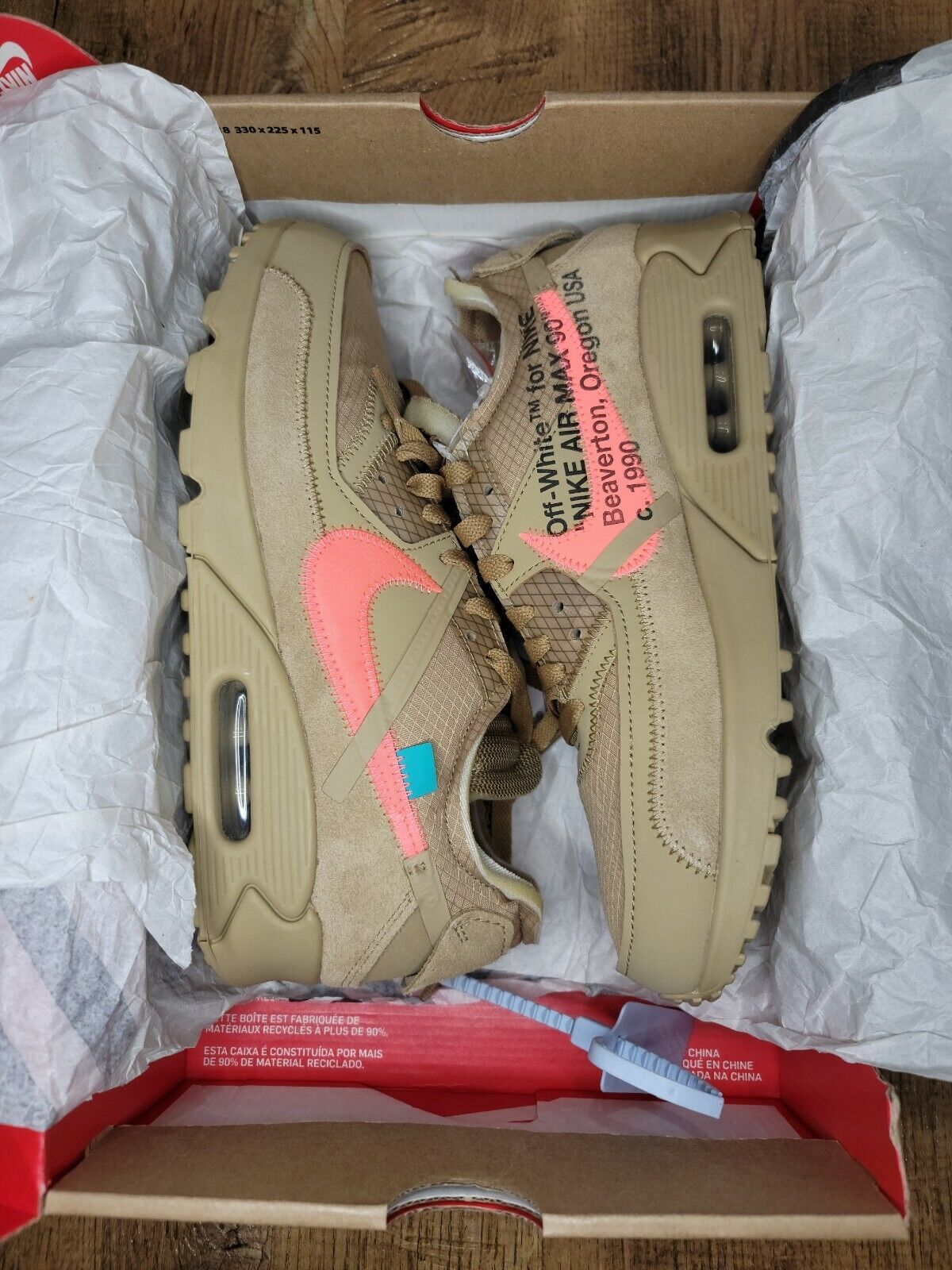 Size 9 - Nike Air Max 90 x OFF-WHITE Desert Ore 2019 for sale ...