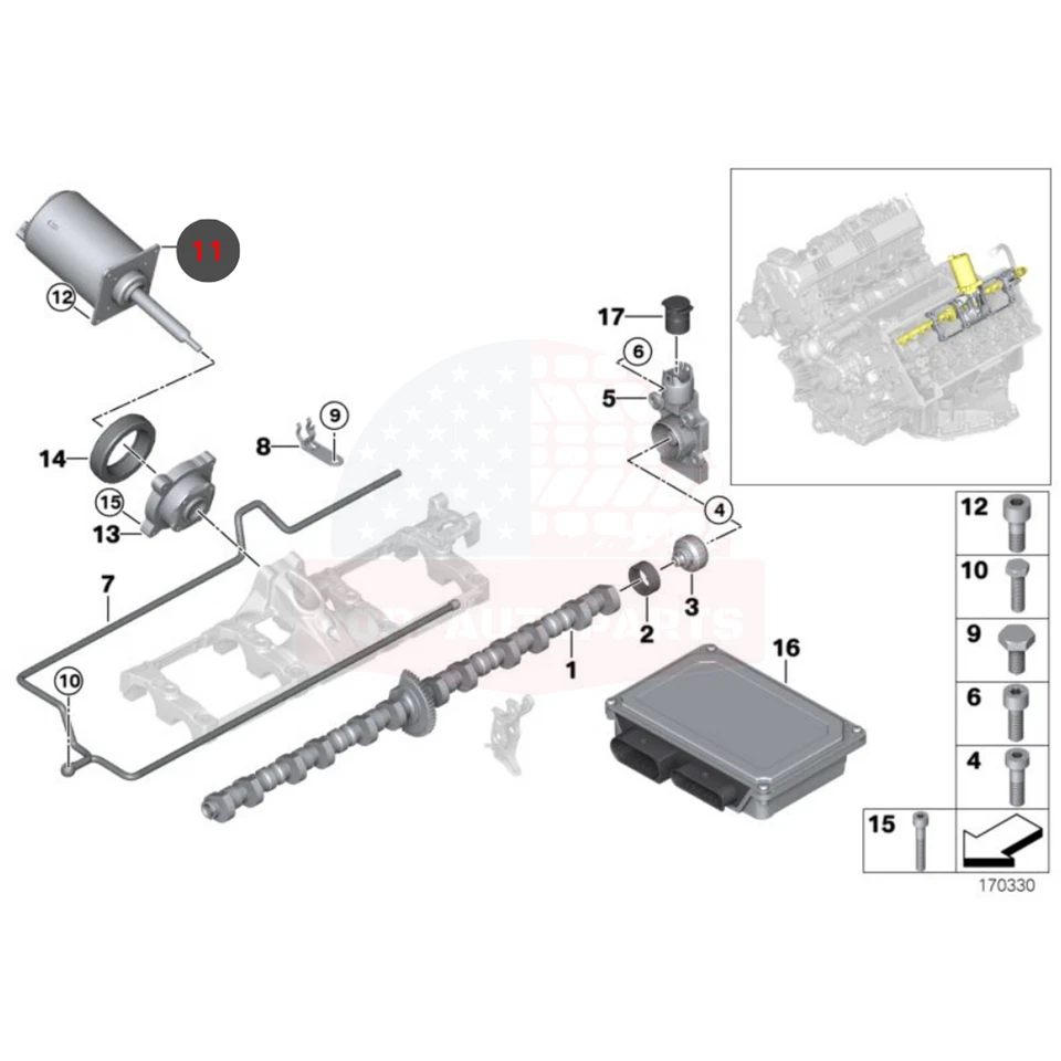 Eccentric Shaft Actuator Valvetronic Motor 11377548389 For BMW 550i 750Li X5 N62 Foto 2 de 4