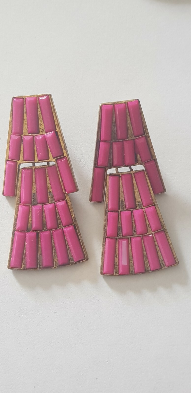 pendientes en dorado y fucsia muy originales nuevos Ohrringe Blogger Hingucker