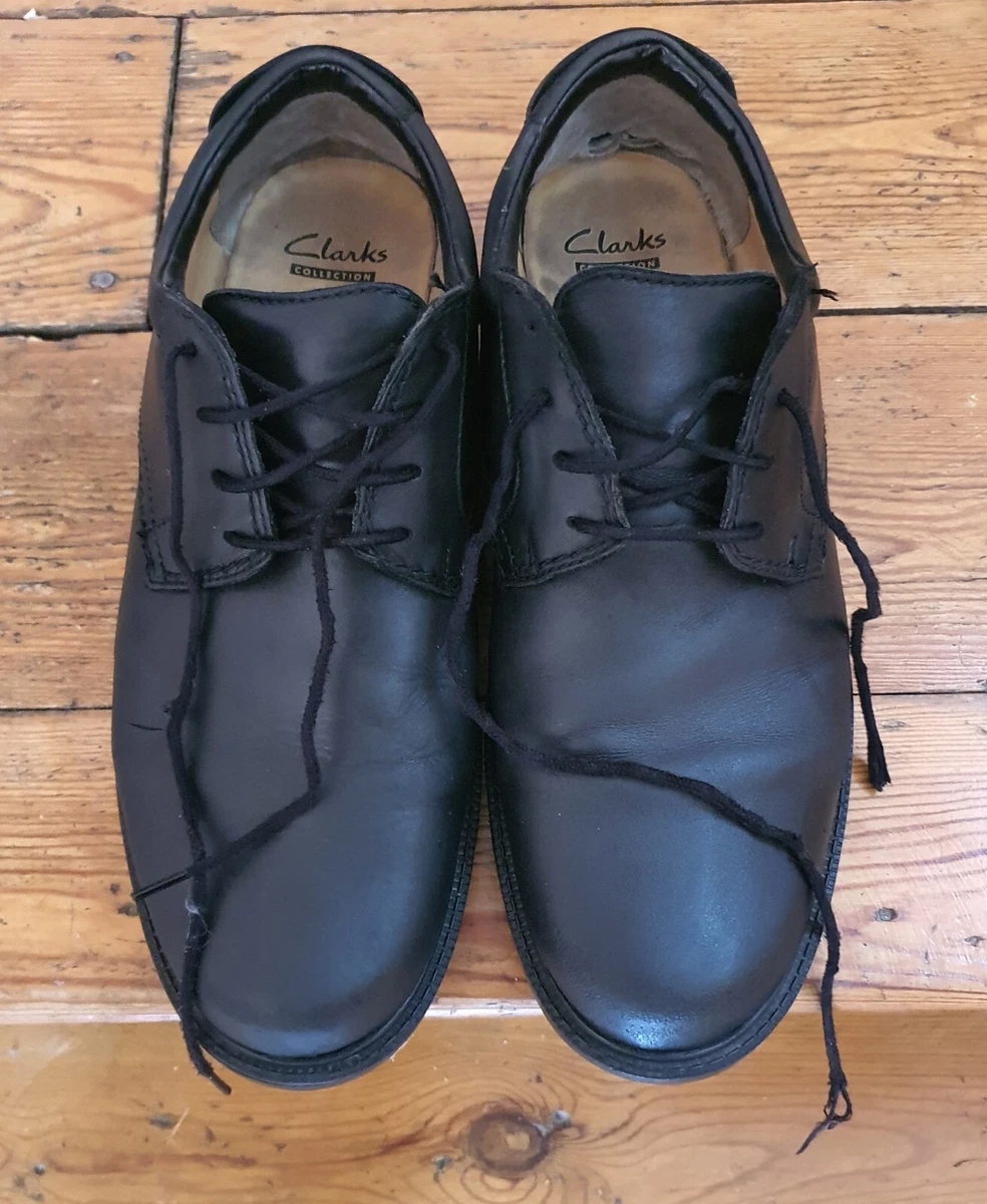 Clarks Shoes Black Leather Men UK 10 G standard Kerton Lace Up Smart Work School