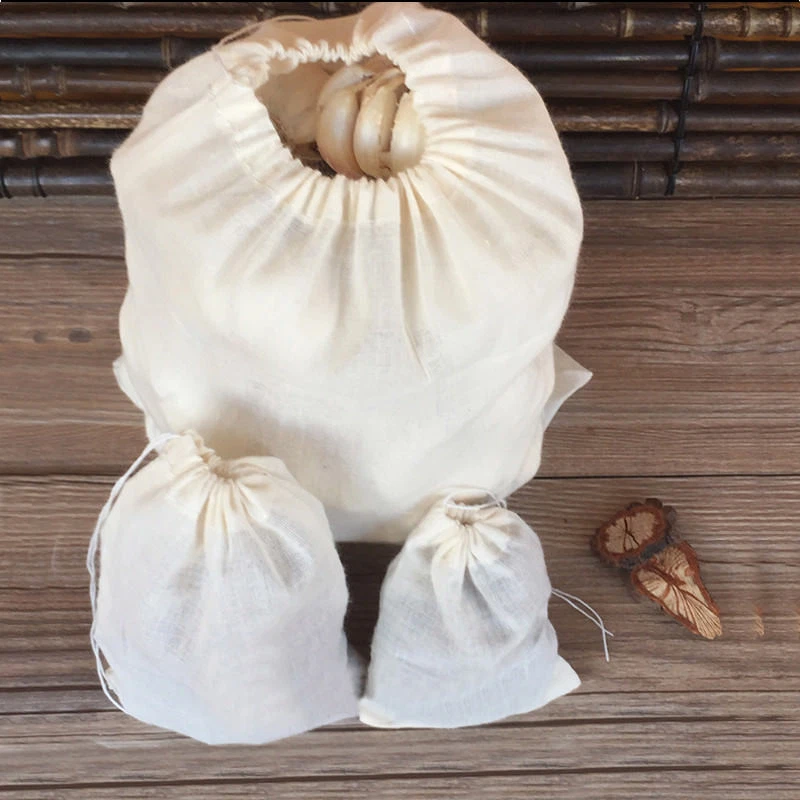 100pcs Cotton Muslin Drawstring Bath Bag Soap Herbs Tea Bags 3x4"4x6"8x10"12x16" - Image 2 of 4