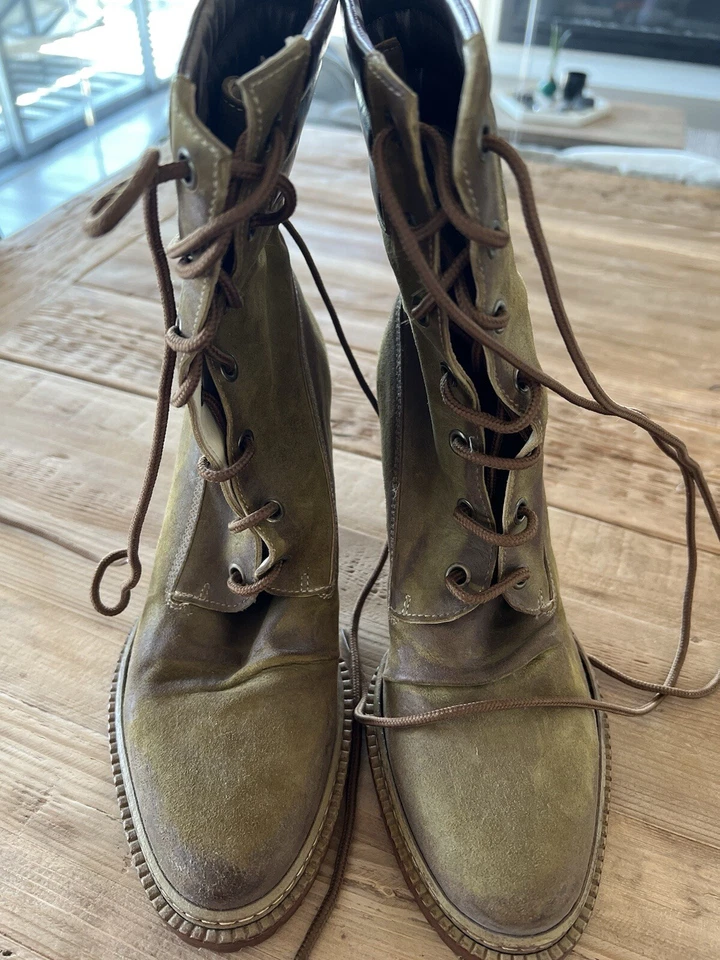 patrizia pepe Green Suede Combat Stiletto Boots NEW 35 - Image 4 of 4