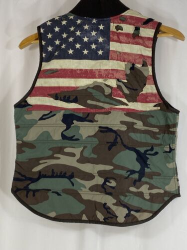 Denim & Supply Ralph Lauren Camo American Flag full Zip Quilted Vest Medium - Picture 4 of 13