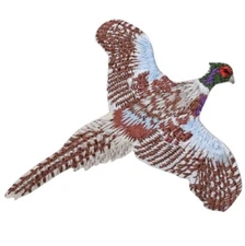 Ring-Necked Pheasant Applique Patch Embroidered Bird Badge 2-7/8" Iron Or Sew On