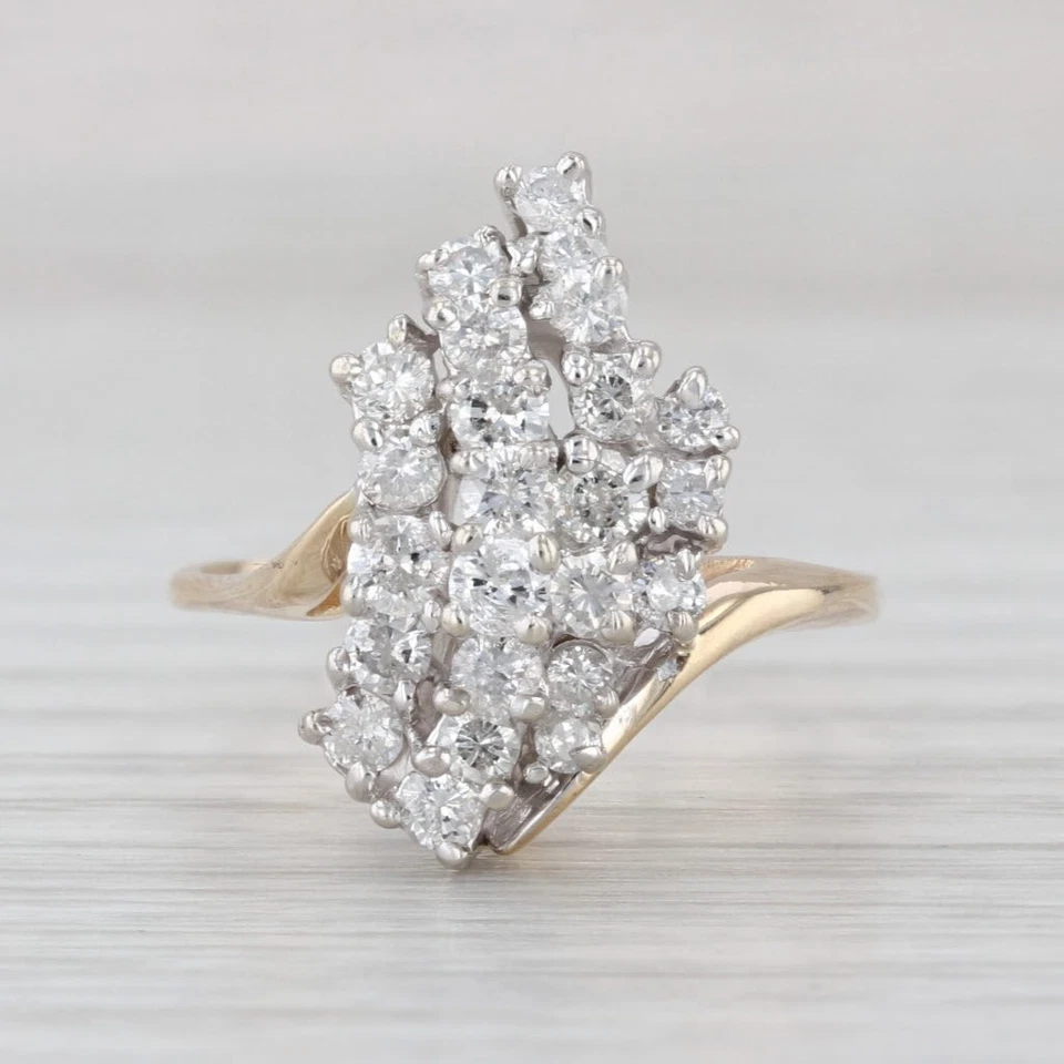 0.78ctw Diamond Cluster Ring 14k Yellow White Gold Cocktail - Image 2 of 4