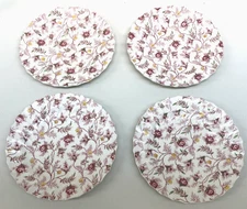 4 Spode Rosebud Chintz Copeland England 8" Dessert Salad Plate Scalloped Edges