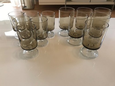 12er Set Luminarc France Wein Glas Cavalier Rauchglas - 70er 80er