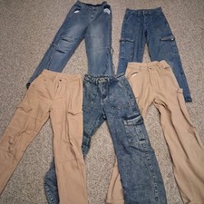 Lot 5 Pairs Shein Cargo Pants Jeans Womens Si...