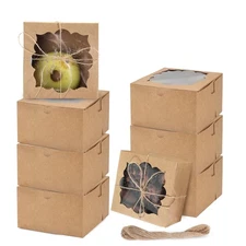 50 Pack 4x4x2.5 Inch Bakery Boxes with Window - Dessert, Cake, Muffin & Donut...