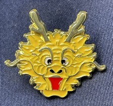 NWOT Dragon Face Lapel Pin Brooch Yellow Enamel Gold Toned Fairytale Fantasy