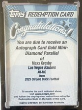 Topps 2025 Chrome Black Maxx Crosby Las Vegas Raiders Mini Gold Diamonds Auto