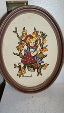 HUMMEL CROSS STITCH UMBRELLA CHILDREN IN THE RAIN OVAL FRAMED