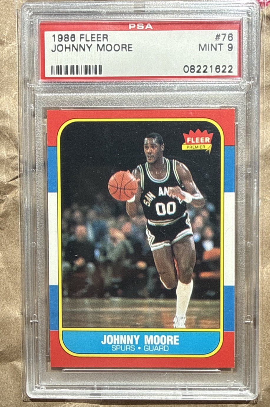 1986 FLEER BASKETBALL #76 JOHNNY MOORE PSA 9 MINT GORGEOUS HIGH END