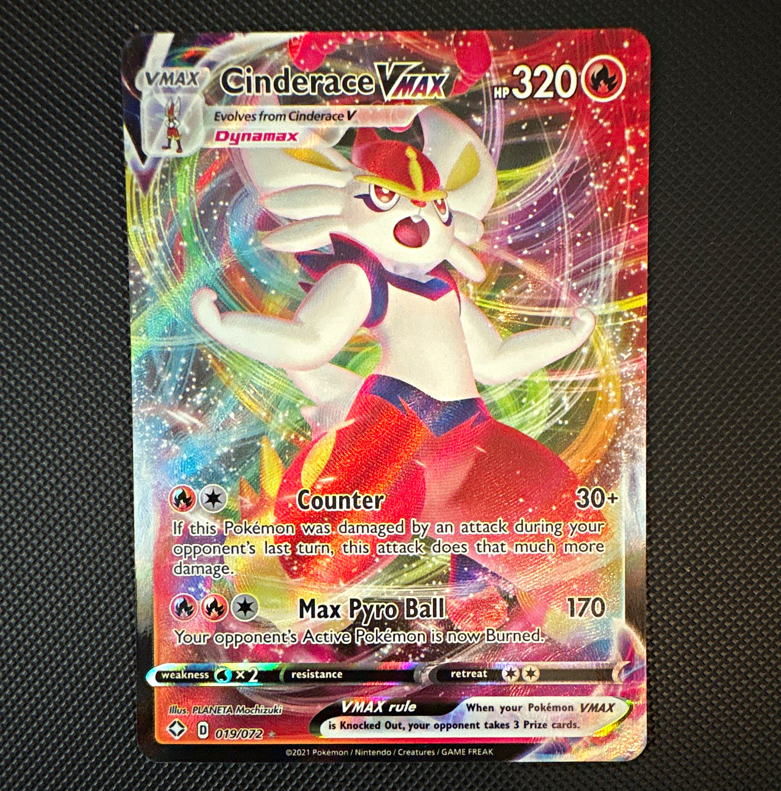 The Pokemon Company Cinderace VMAX 019/072 Shining Fates Ultra Rare 320 HP