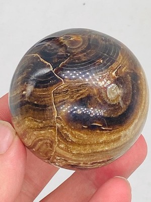 Chocolate Calcite Crystal Sphere Brown Banded Stone