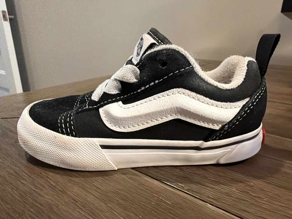 Zapatos sin cordones VANS Old Skool negros blancos niña niño pequeño talla 7 Foto 4 de 4