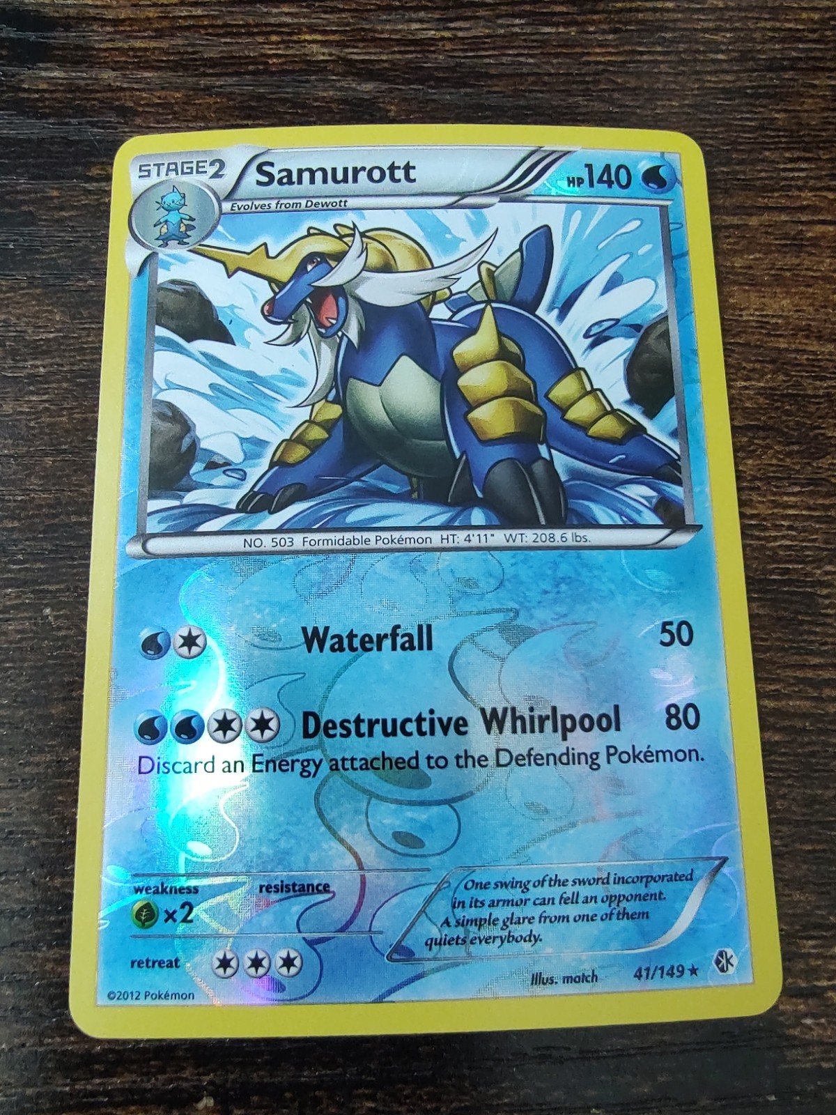 Samurott 41/149 Boundaries Crossed Reverse Holo Pokemon Card