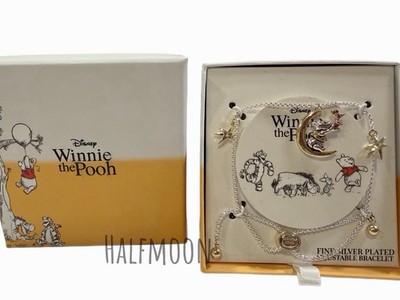 Disney Winnie the Pooh Moon Star Fine Silver Plated Adjustable Bracelet Gift Box