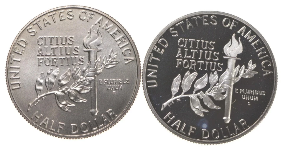 1992 S &P Proof & Unc Olympic Gymnastics Commemorative Half Dollar Set, 2 Coins - Image 2 of 2