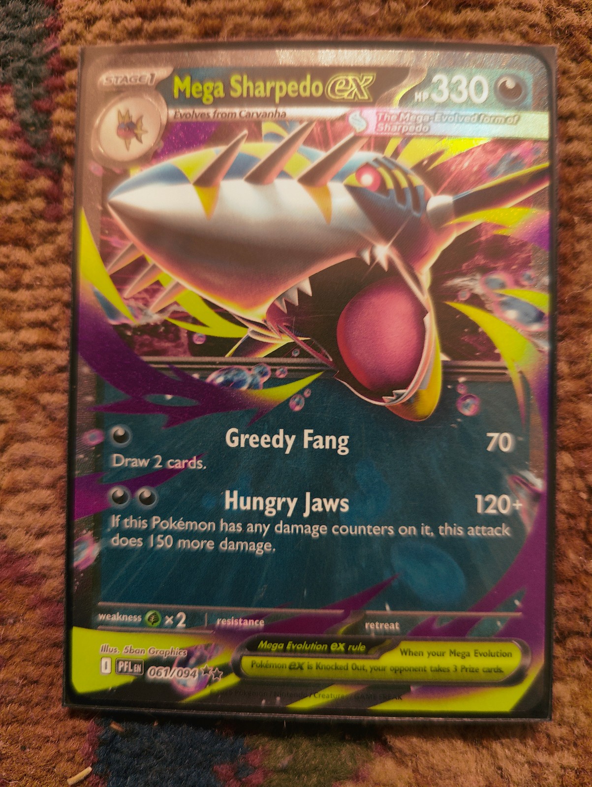 Mega Sharpedo ex 061/094 Pokemon Me02: Phantasmal Flames Holo