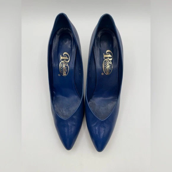 Salto bomba Robertina vintage elegante azul tamanho 10B - Imagem 2 de 4