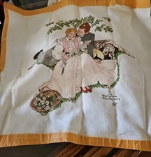 VTG 88'Norman Rockwell Four Ages Of Love Flowers In Tender Bloom Needlepoint 