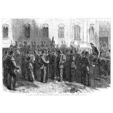 AUSTRO PRUSSIAN WAR Prussian Troops on the Theater Plaz Dresden - Old Print 1866