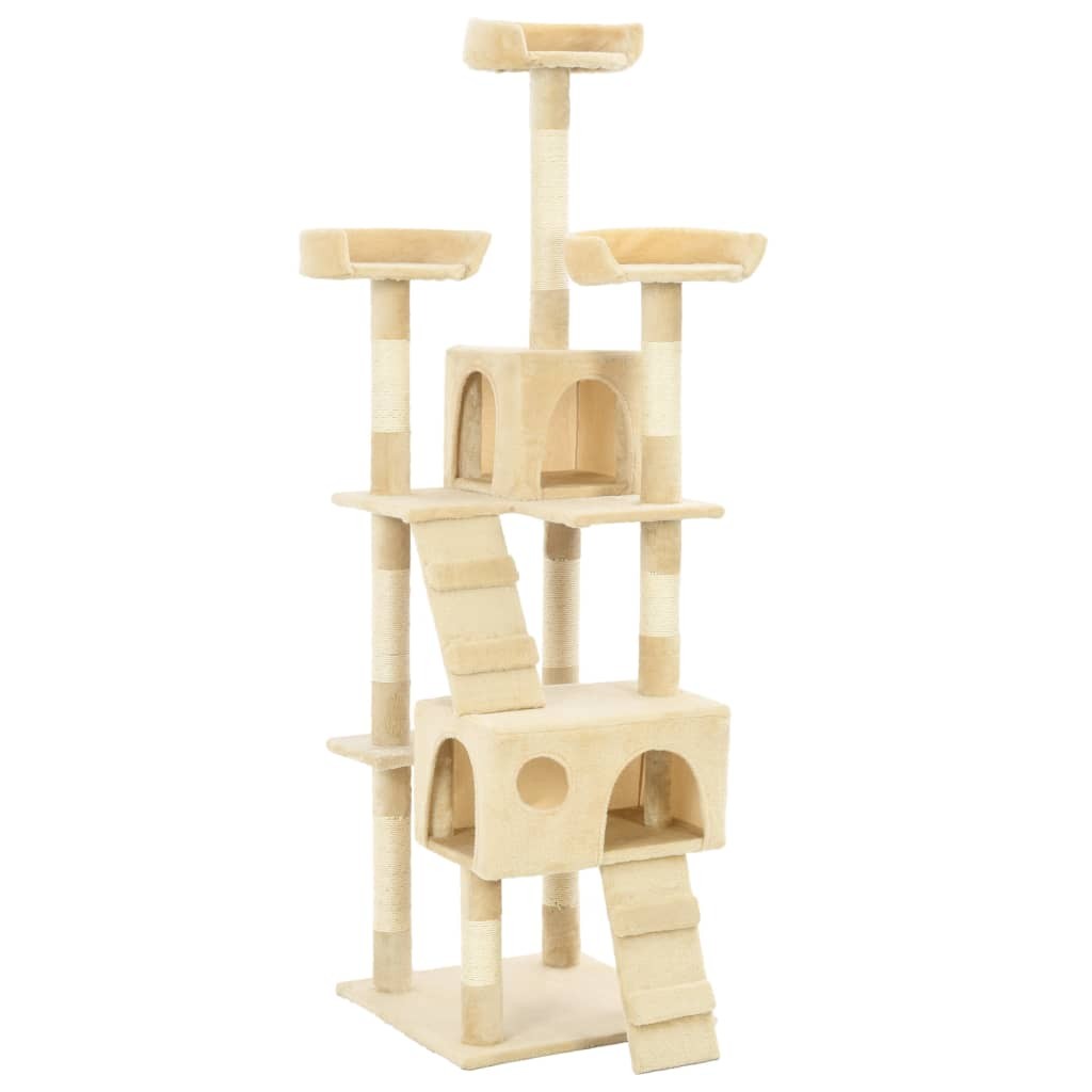 vidaXL Albero per Gatti con Tiragraffi in Sisal 170 cm Beige - 1
