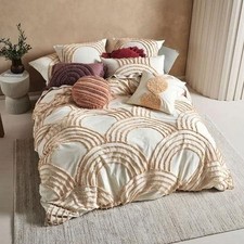 Bohemian White Tufted duvet Cover set Pure Cotton Bedding with 2 Pillow All Size