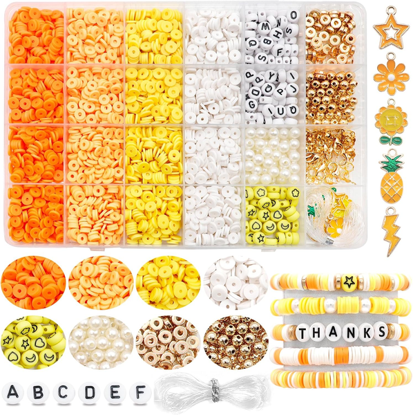 3164 StüCk Polymer Clay Perlen Set Orange Gelb, 6Mm Heishi Perlen Zum AuffäDeln-image