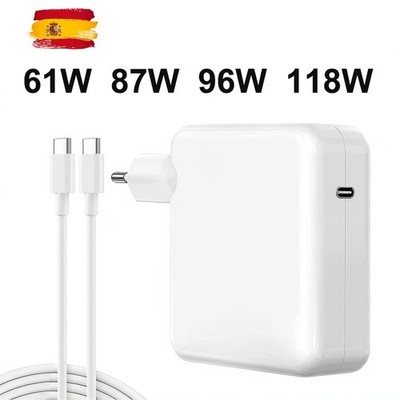 Cargador USB-C PD 61W 87W 96W 118W para MacBook/iPad Pro portátil tipo C