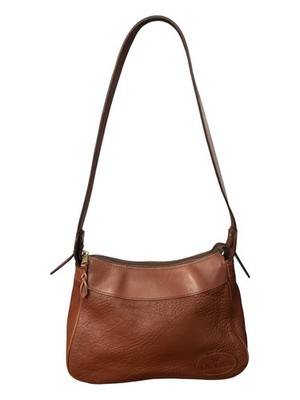 King Ranch Brown Pebbled Shoulder Bag Gold Hardware Braided Accent