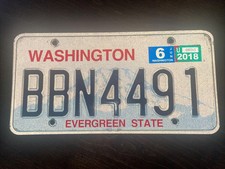 License Plate Washington USA American BBN 4491 Expired WI Graphic State Sign
