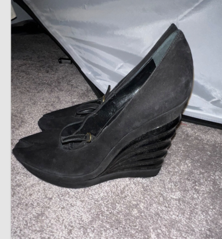 SAINT LAURENT #Lusso #unico raro #YSL Tacchi Taglia EU 41 scamosciato NERO zeppa TACCHI