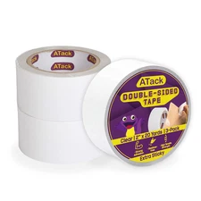 Double Sided Clear Tape, 2-Inch X 20 Yards (3-Pack, 180Ft Total) Heavy Duty Pict