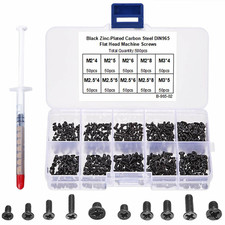 Laptop Repair Screw Kit 500PCS Black Zinc Plated M2 M2.5 M3 Flat Head Machine