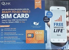 QLINK Wireless 5G Sim Card Kit Includes Sim Card And Adaptor NEW & SEALED