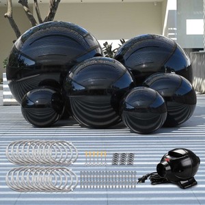 Yescom 6PCS Shiny Inflatable Mirror Ball Set Black w/ Pump & Hanging Kit